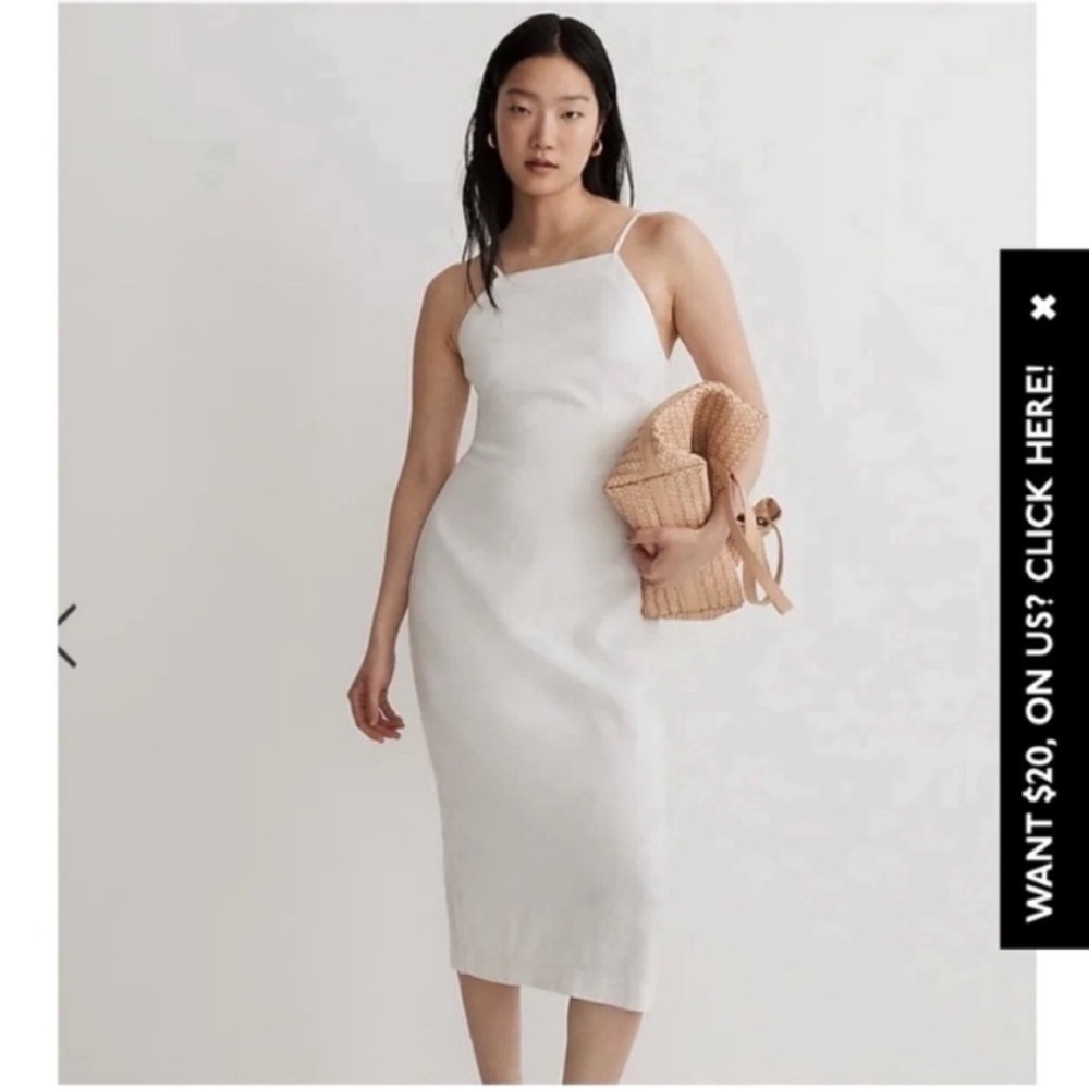 Madewell Goldie Midi- Lung's Linen Dress White Size 14